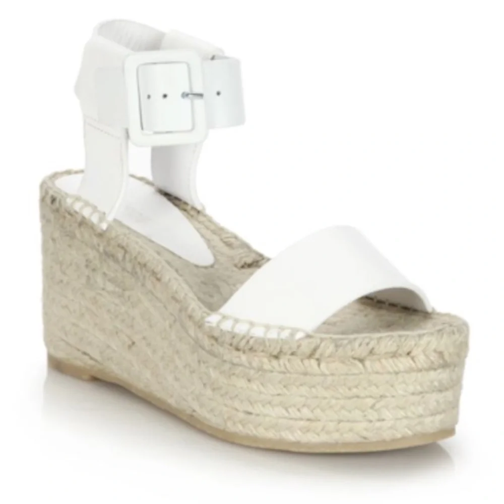 Vince Abby Leather Espadrille Platform Wedge Sandal